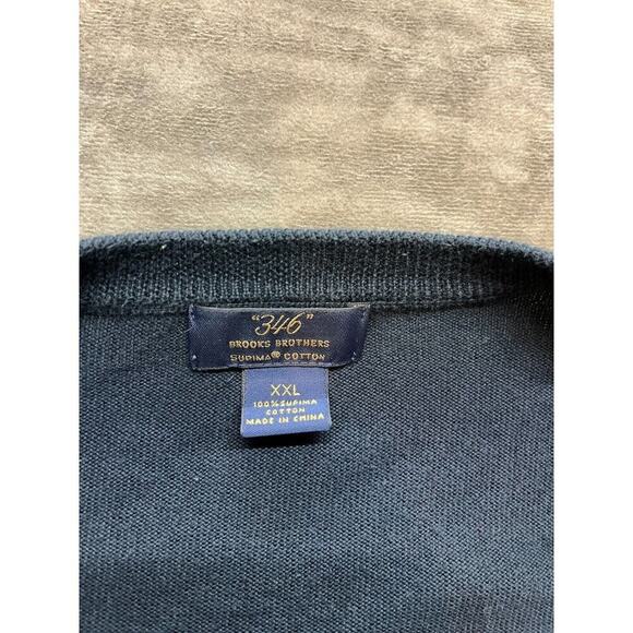 Brooks Brothers Sweater Mens XXL Blue Gray 346 Suprima Cotton Pullover V Neck - Picture 3 of 5